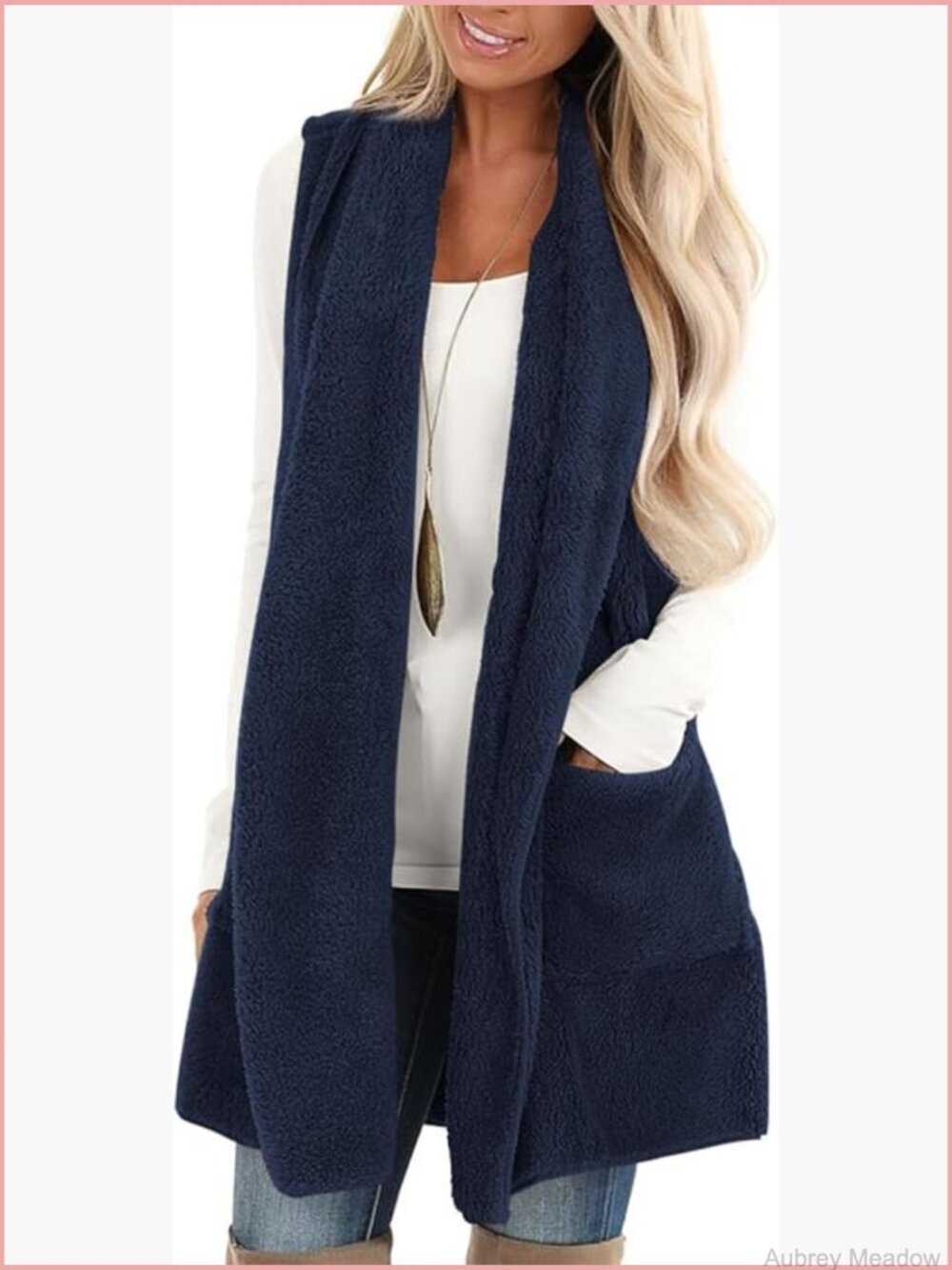 Sleeveless Sherpa Vest Lapel Open Front Fleece Cardigan Faux Fur Coat